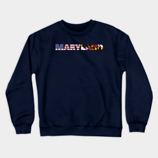 Maryland State Flag/American Flag Logo Crewneck Sweatshirt